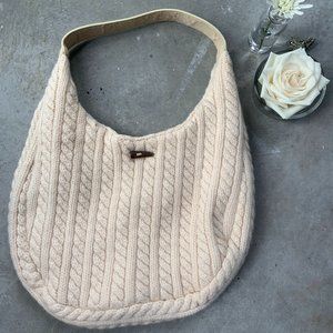 Cream Lambwool Knitted Shoulder Bag | Purse | Hobo Handbag, Cute Detail on front